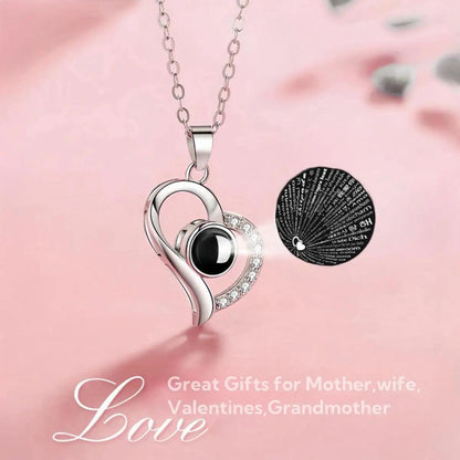 Projection Necklace Set Love Zircon Necklace 100 Languages I Love You projection Pendant For Women Mother's day Valentine's Day - Zyphora