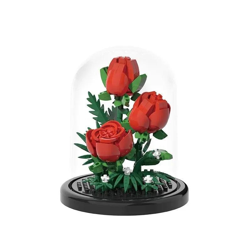 Flower Bouquet Bonsai Building Blocks Artificial Plastic Plant Dust Cover Micro Model Home Decoration Toy For Kid Birthday Gift - Zyphora