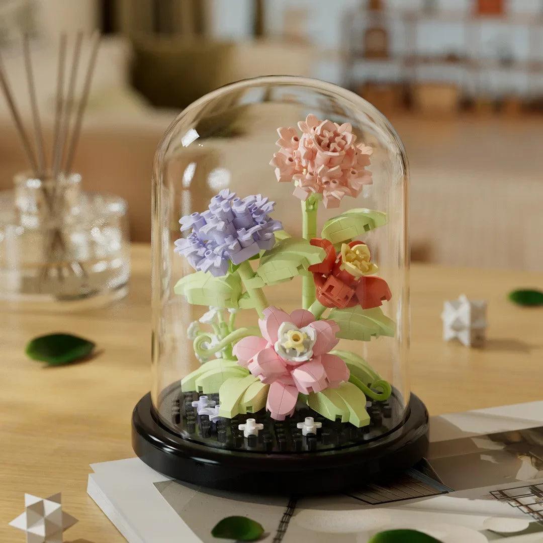 Flower Bouquet Bonsai Building Blocks Artificial Plastic Plant Dust Cover Micro Model Home Decoration Toy For Kid Birthday Gift - Zyphora